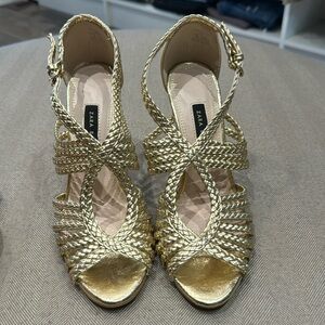 Zara Gold Braided Sandals size 38